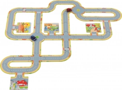 GOKI Vloerracebaan – 45 delen + 2 metalen autootjes