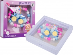 kinderset sieraden met eenhoorn – roze armband en haarspeldjes