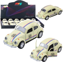 Metalen klassieke Kever 1:32 met pull-back aandrijving, deuren die open kunnen, beige