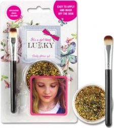 Glitter lichaamsgel Lukky met gouden kwast