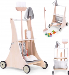 Houten schoonmaakkar voor kinderen ECOTOYS, beige