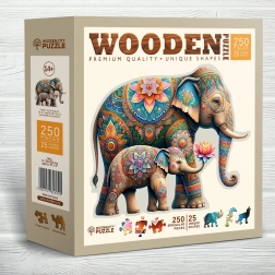 Houten puzzel Modieuze olifanten 250 stukjes
