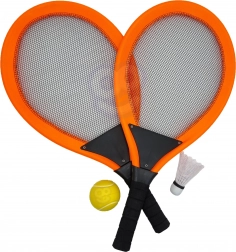 Woopie grote rackets voor tennis en badminton voor kinderen set met bal en shuttle
