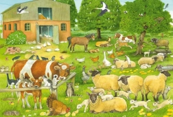 Puzzel dierenfamilies van de boerderij 100 stukjes