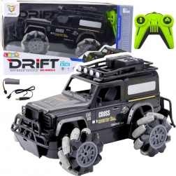 rc terrein-driftauto 1:12, zwart, 360° spins en LED