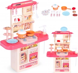 Kinderkeuken met geluiden, LED-lichten en gootsteen, 10 accessoires – Roze