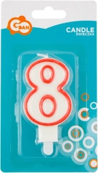 Kaars cijfer 8 met rode contour