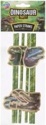 Papieren rietjes met dinosaurusmotief 6 stuks