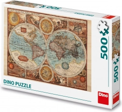Dino Puzzel oude wereldkaart - 500 stukjes