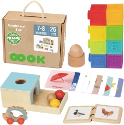 Montessori educatieve box 6-in-1 WOOPIE GREEN voor baby’s van 7–8 maanden, 26 onderdelen, FSC