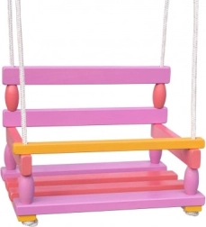Houten schommel voor kinderen 40 × 30 cm, draagvermogen 80 kg – Roze