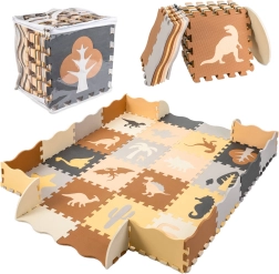 Schuimrubberen kinderpuzzelmat dinosaurussen 143 × 143 cm, 36 stuks