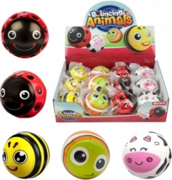 Stuiterende rubberen bal met diertje 6 cm, mix van motieven