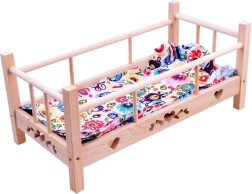 Houten poppenbed 50 cm met beddengoed
