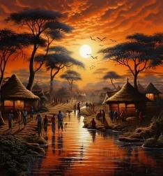 Diamond painting zonsondergang in Afrika 30 × 40 cm