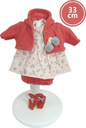 outfit voor Llorens-pop 33 cm, 4-delige set met haarelastiekjes