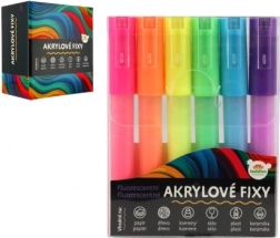 Acryl fluorescerende stiften 6 stuks voor papier, glas, keramiek en steen