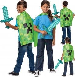 Minecraft kostuum met diamanten zwaard en Creeper-cape voor kinderen