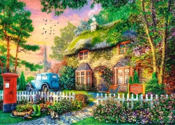 Puzzle TREFL Premium Plus: Theetijd - Sleepy Lane Cottage 1000 stukjes
