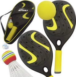 Woopie set rackets met foam bal en vangmandje voor strand en tuin