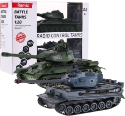 Op afstand bestuurbare tanks T‑34 vs Tiger op schaal 1:28 – gevechtset 2,4 GHz