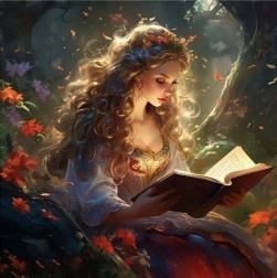 Diamanten mozaïek - prinses met boek