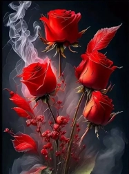 Diamond painting rozenbloemen in rook 30 × 40 cm