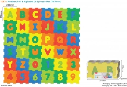 Schuimvloer-puzzel 36 stuks met cijfers en letters van EVA voor kinderen 10m+