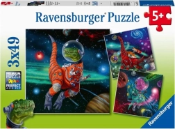 Puzzle RAVENSBURGER dinosaurussen in de ruimte 3×49 stukjes
