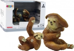 Set van 2 luiaardfiguren – volwassen en jong, serie Dieren van de Wereld