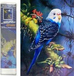 Diamant schilderen Blauwe parkiet 30 × 40 cm