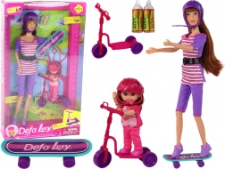 Defa Lucy Poppenset met Roze Step en Skateboard