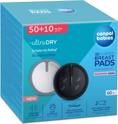 Canpol babies ultra dry 3D gevormde zoogkompressen, zwart 60+10 stuks