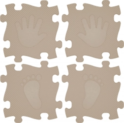 Orthopedische puzzelmat voor kinderen - Handjes en voetjes 16 stuks - Beige