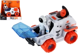 Ruimteauto met vliegwiel en astronaut, kunststof voertuig 9 × 13 cm