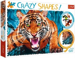 Puzzel Crazy Shapes 600 Stukjes Gezicht in Gezicht met Tijger Trefl