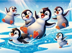 Houten puzzel Vrolijke pinguïns WOODEN CITY, 40 stukjes