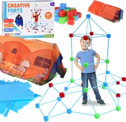 Grote constructieset van bouwrietjes 89 stuks met afdekdoek en netzak