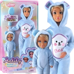 Woopie poppen in blauwe beren-onesies, set van 2 stuks