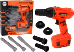 Kinderelektrische boormachine met boren en schroeven oranje