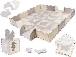 Schuimrubberen educatieve puzzelmat, grijs en ecru, 36 stuks, 150 × 150 cm