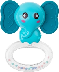 Siliconen bijtring met rammelaar Akuku olifant