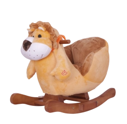 Schommelende leeuw met oranje sjaaltje voor kinderen