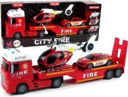 Brandweerset Truck Truck Helicopter Geluid licht Rood
