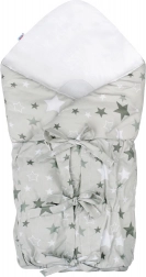 Klassieke vetersluiting-inbakerdoek New Baby grijs met sterretjes
