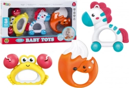 Set van bijtspeeltjes en rammelaars voor baby's Zebra Krab Vos 3 stuks