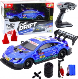 RC-drift raceauto blauw 30 km/u 1:16