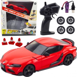 RC-driftauto 4WD met verwisselbare wielen – rood