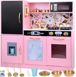 Houten retro keuken voor kinderen met koelkast en oven