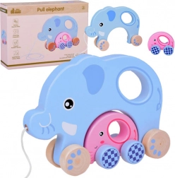 Houten trekspeelgoed olifant 2-in-1 – gezinnetje voor de eerste stapjes